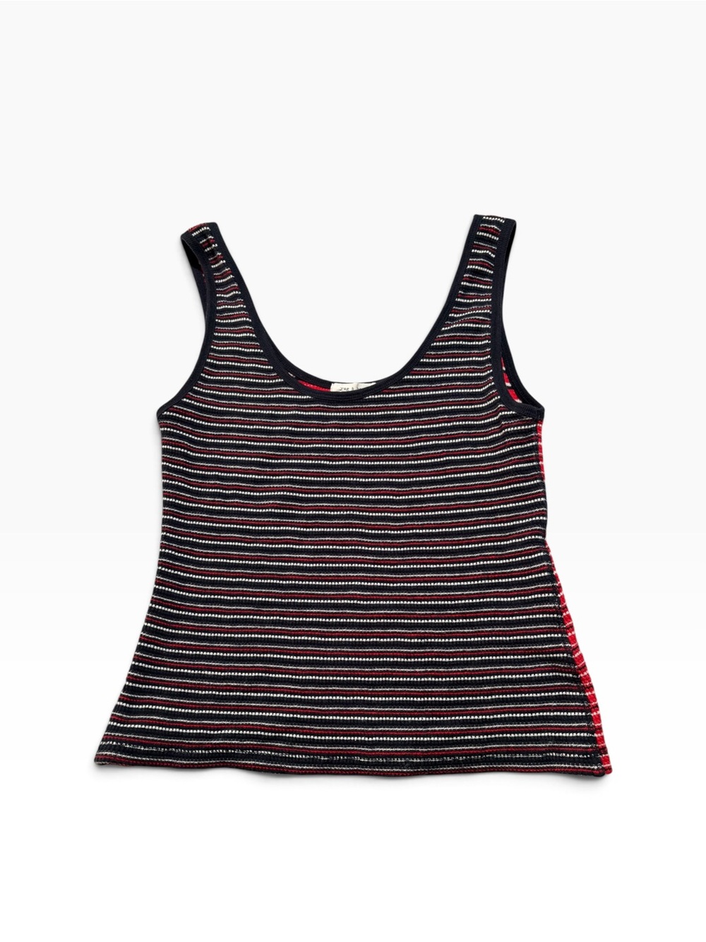 Rag & Bone size medium Striped Ribbed Tank Top navy blue Red casual preppy rever